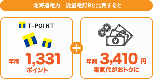 北海道電力 従量電灯BとサミットエナジーTポイントプランの比較
